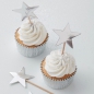 Preview: Silver Foiled Star Cupcake Toppers - Metallic Star