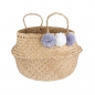 Preview: Seagrass Grey Pom Pom Storage Basket