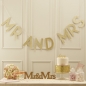 Preview: Gold Glitter Mr and Mrs Bunting - Pastel Perfection