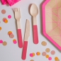 Preview: Pink Neon Wooden Cutlery - Neon Birthday