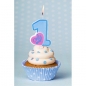 Preview: Birthday Candle "Only One", 8 cm, sky-blue