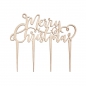 Preview: Festive Wooden Merry Christmas Cake Topper - Metallic Star