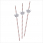 Preview: Silver Glitter Tiara Paper Straws - Princess Party