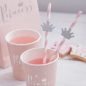 Preview: Silver Glitter Tiara Paper Straws - Princess Party