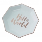 Preview: Mint & Rose Gold Paper Plates - Hello World