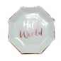 Preview: Mint & Rose Gold Paper Plates - Hello World