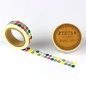 Preview: Washi Masking Tape Punkte - grau/gelb/blau/pink