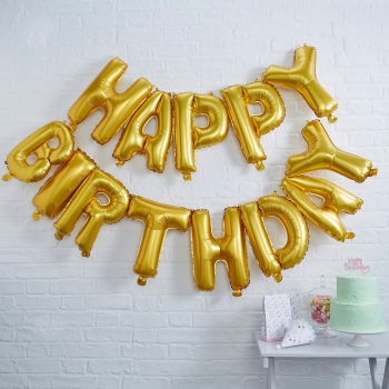 Ballon Girlande Happy Birthday - gold