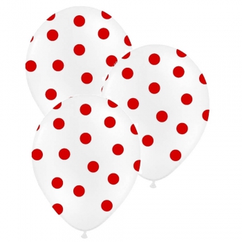 Ballons 50er Pack Punkte - rot/weiß