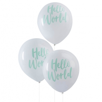 Ballons Hello World - mint/weiß