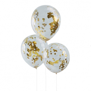 Ballons Konfetti gefüllt - klar/gold