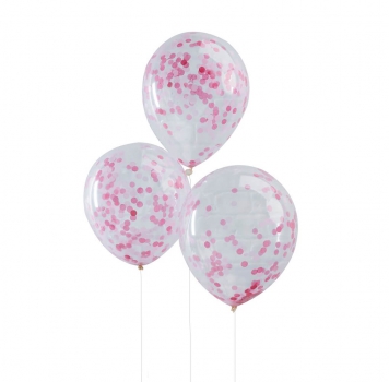 Ballons Konfetti gefüllt - klar/pink