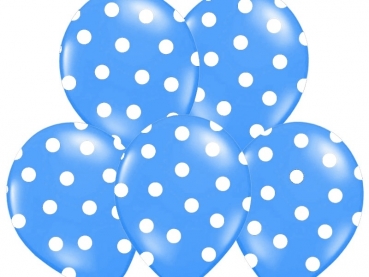 Balloons 14" Pastel Mid Blue "Dots", 6 pcs