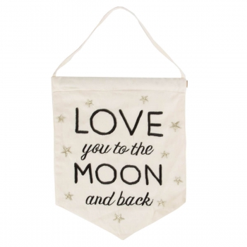 Banner Love You To The Moon And Back - schwarz/weiß