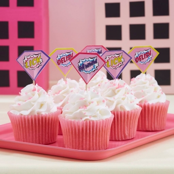 Cupcake Sticks - Superhero Pink