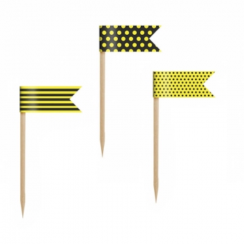 Cupcake Toppers Mini Flags Bee, mix, 7cm, 1pack