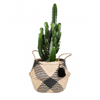 Seagrass Tribal Pattern Tassel Basket