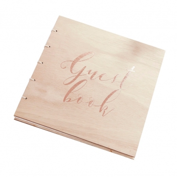 Rose Gold Wooden Guest Book - Beautiful Botanics