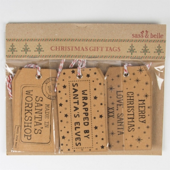 Set of 15 Brown Santas Workshop Gift Tags