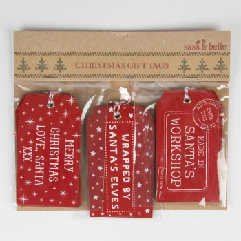 Set of 15 Red Santas Workshop Gift Tags