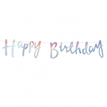 Iridescent Script Happy Birthday Bunting - Iridescent Party