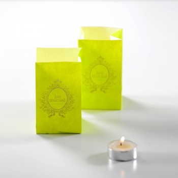 Just married candle bag green