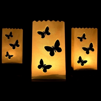 Lichttüten Schmetterlinge 10er - weiß