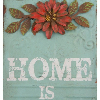 Home Is Where Your Heart Is Retro Floral Plaque