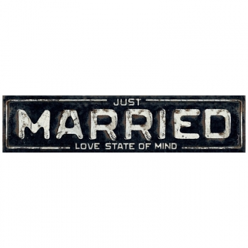 Nummernschild Just Married Love State Of Mind - schwarz
