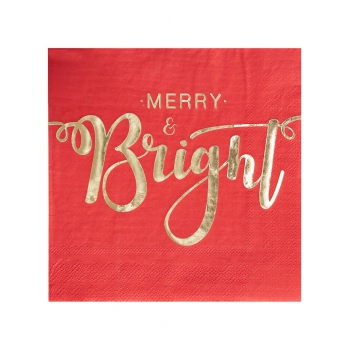 Papierservietten Merry & Bright - rot/gold