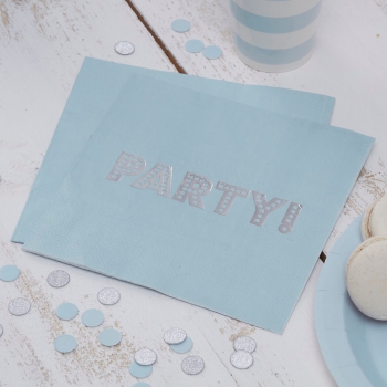 Papierservietten Party Pastel Perfection - silber/blau
