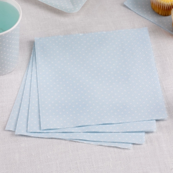 Papierservietten Punkte - weiß/hellblau