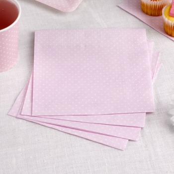 Papierservietten Punkte - weiß/rosa