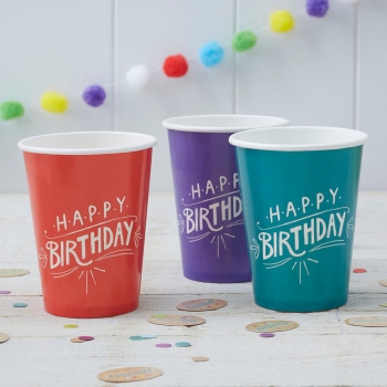 Party Becher Happy Birthday - Kraftpapier