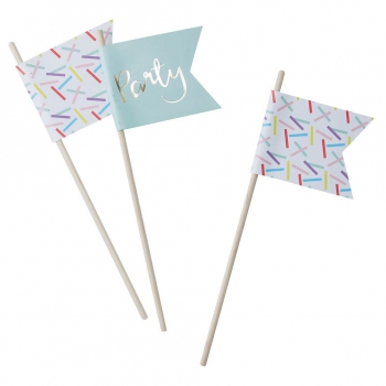 Gold Foiled & Sprinkles Party Flags - Pick and Mix