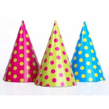 Party-Hüte Punkte Mix - rosa/gelb/blau