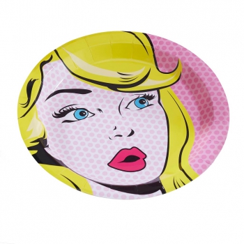 Girl Paper Plates - Pop Art Superhero Party