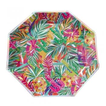 Iridescent Tropical Print Paper Plates - Hot Summer