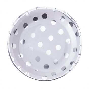 Silver Foiled Polka Dot Paper Plates - Pick & Mix