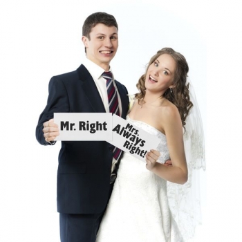 Funny cards, "Mr. Right" and "Mrs. Always Right!", 2 pcs