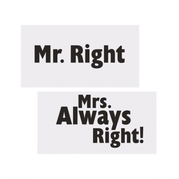 Funny cards, "Mr. Right" and "Mrs. Always Right!", 2 pcs