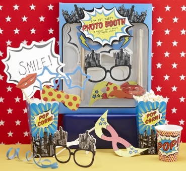 Photo Booth Props & Masks - Pop Art Superhero Party