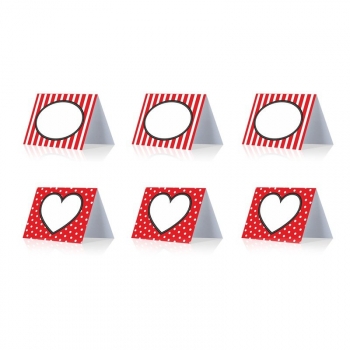 Platzkarten Herz - rot/weiß