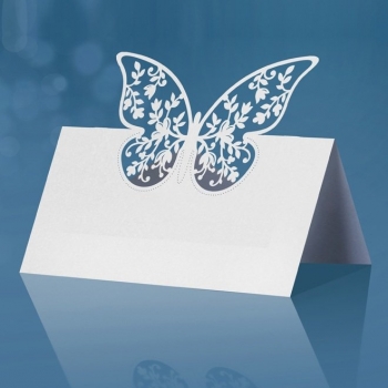 Platzkarten Schmetterling Lasercut - weiß