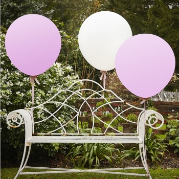Riesenballons 3er Pack - weiß/rosa