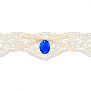 Lace garter with a decorative hot fix cream