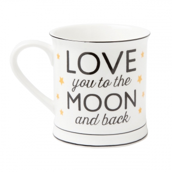 Tasse Love you to the moon and back - schwarz/gelb/weiß