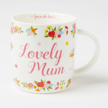 Tasse Lovely Mum - rosa/weiß