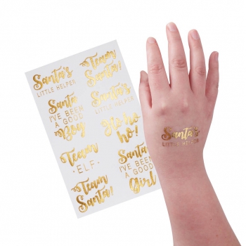 Temporäre Tattoos Weihnachts-Set Santa - gold