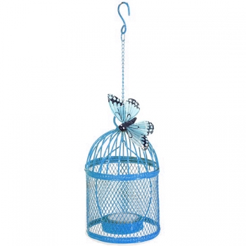 Teelichthalter Vogelkäfig - blau
